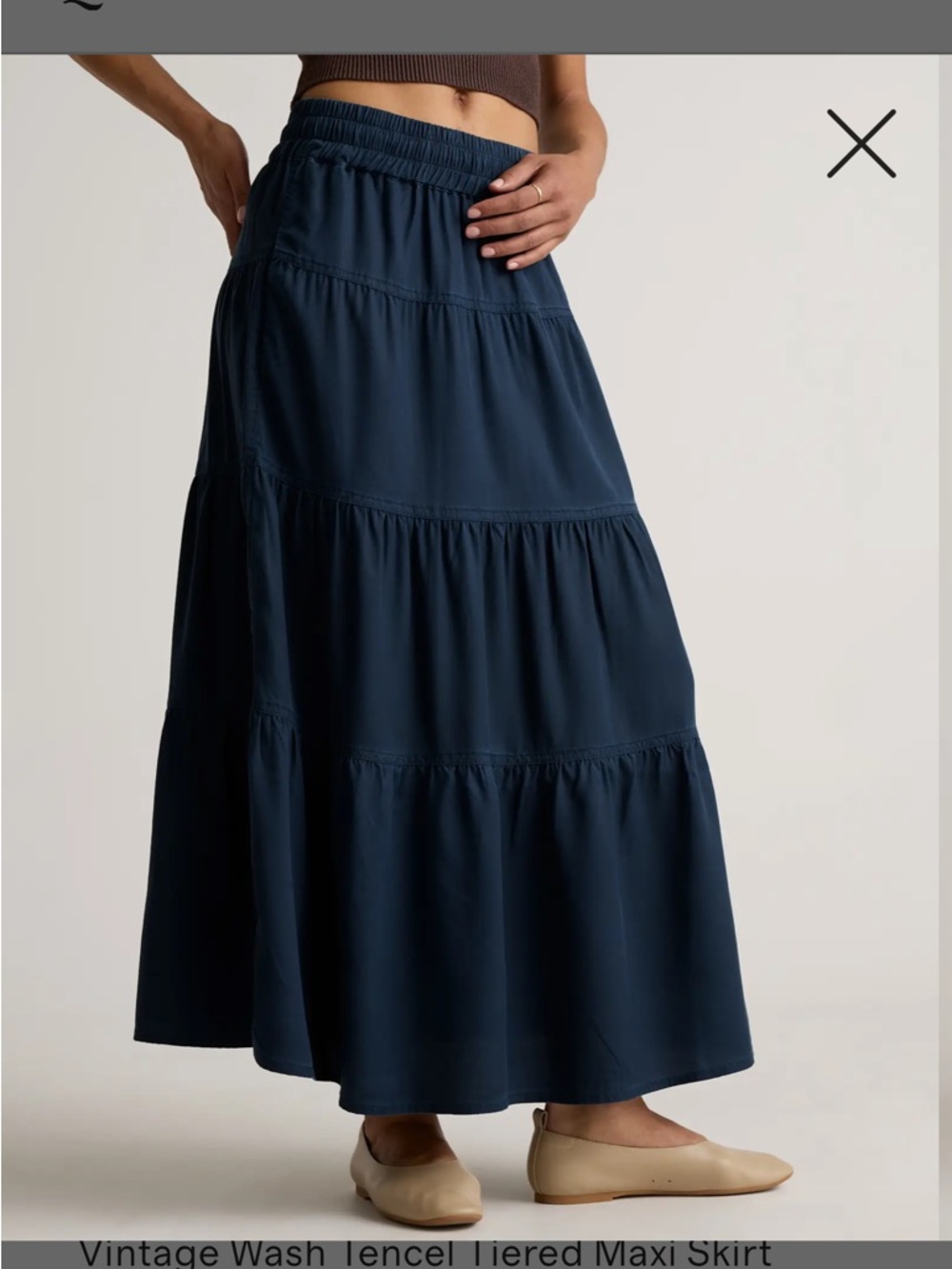 NWT Quince Tencel Tiered Maxi Skirt in Midnight Blue - Picture 2 of 12